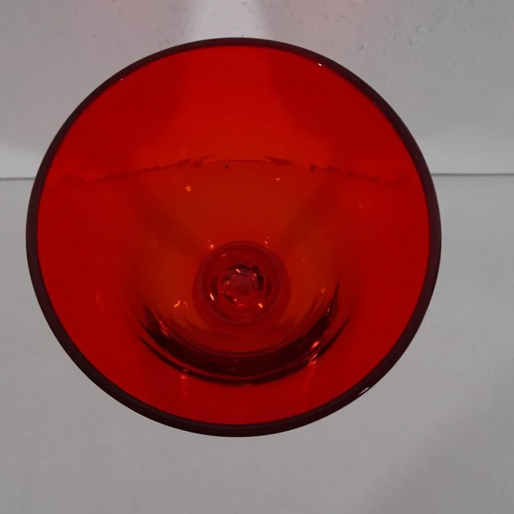 Blenko Vintage Air Twist Red Goblet Vase #489 Large 13